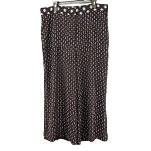 Loft Black Pink White Wide Leg Pants Womens Size 14 Relaxed New Tag